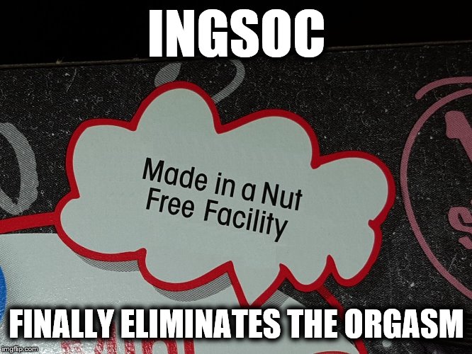 Orwell called it... | INGSOC; FINALLY ELIMINATES THE ORGASM | image tagged in orwell,1984,ingsoc,orgasm | made w/ Imgflip meme maker
