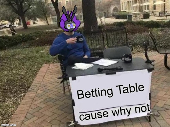 Change My Mind Meme | Betting Table cause why not | image tagged in memes,change my mind | made w/ Imgflip meme maker