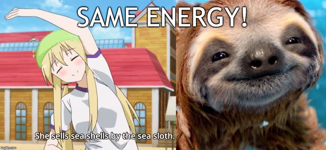 Sloth Girl | SAME ENERGY! | image tagged in anime meme,animeme | made w/ Imgflip meme maker