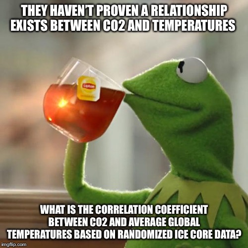 But That's None Of My Business Meme | THEY HAVEN’T PROVEN A RELATIONSHIP EXISTS BETWEEN CO2 AND TEMPERATURES WHAT IS THE CORRELATION COEFFICIENT BETWEEN CO2 AND AVERAGE GLOBAL TE | image tagged in memes,but thats none of my business,kermit the frog | made w/ Imgflip meme maker
