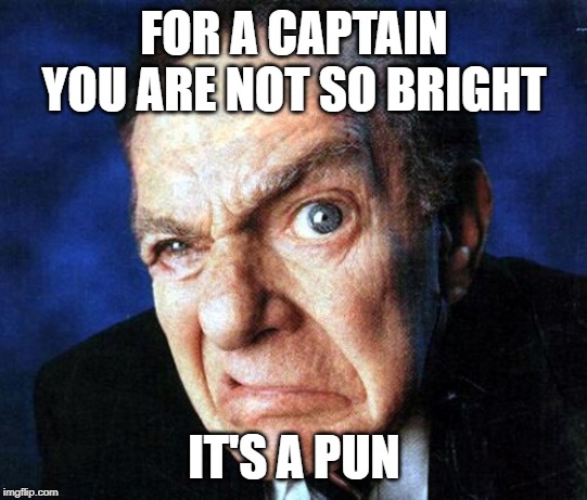 FOR A CAPTAIN YOU ARE NOT SO BRIGHT IT'S A PUN | made w/ Imgflip meme maker