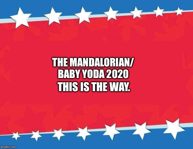 Election Banner blank | THE MANDALORIAN/ BABY YODA 2020; THIS IS THE WAY. | image tagged in election banner blank | made w/ Imgflip meme maker