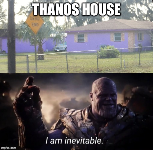 Saw this Thanos house yesterday | THANOS HOUSE | image tagged in i am inevitable,thanos,thanos snap | made w/ Imgflip meme maker