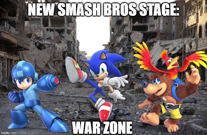 All new stage! | NEW SMASH BROS STAGE:; WAR ZONE | image tagged in war zone,super smash bros,stage | made w/ Imgflip meme maker