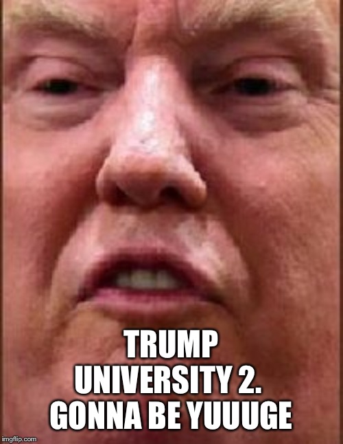 Trump Derp | TRUMP UNIVERSITY 2.  GONNA BE YUUUGE | image tagged in trump derp | made w/ Imgflip meme maker