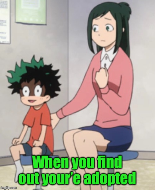 Oof that gotta hurt | When you find out your’e adopted | image tagged in adopted,my hero academia | made w/ Imgflip meme maker