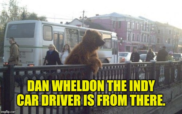 City Bear Meme | DAN WHELDON THE INDY CAR DRIVER IS FROM THERE. | image tagged in memes,city bear | made w/ Imgflip meme maker