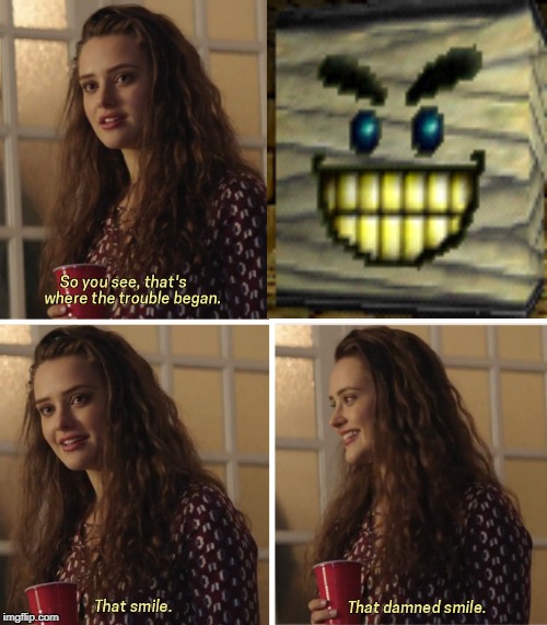 His grindeling ear to ear | image tagged in that damn smile,super mario 64,super mario | made w/ Imgflip meme maker