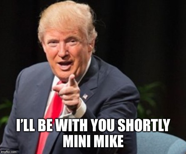 Trump I told you so | I’LL BE WITH YOU SHORTLY
MINI MIKE | image tagged in trump i told you so | made w/ Imgflip meme maker