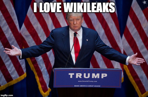 Donald Trump | I LOVE WIKILEAKS | image tagged in donald trump | made w/ Imgflip meme maker