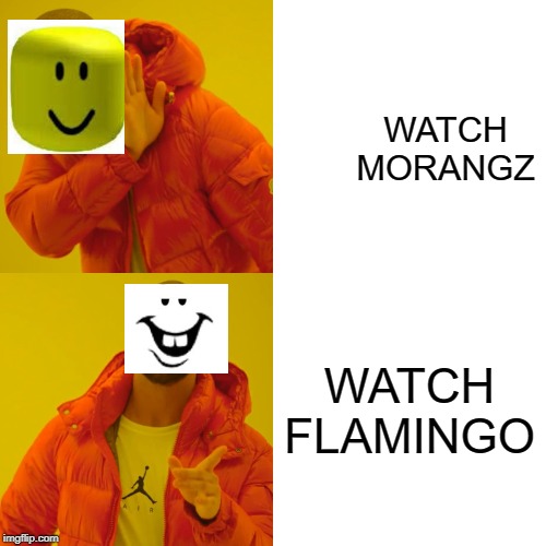 DUMB BOIZ | WATCH MORANGZ; WATCH FLAMINGO | image tagged in memes,drake hotline bling | made w/ Imgflip meme maker