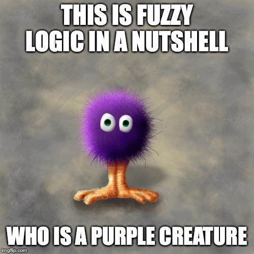 Fuzzy Logic | THIS IS FUZZY LOGIC IN A NUTSHELL; WHO IS A PURPLE CREATURE | image tagged in memes,logic | made w/ Imgflip meme maker