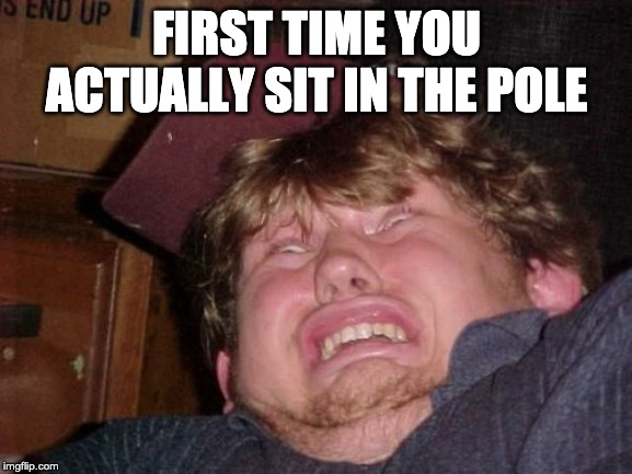 WTF Meme | FIRST TIME YOU ACTUALLY SIT IN THE POLE | image tagged in memes,wtf,pole dancer,pole dance | made w/ Imgflip meme maker