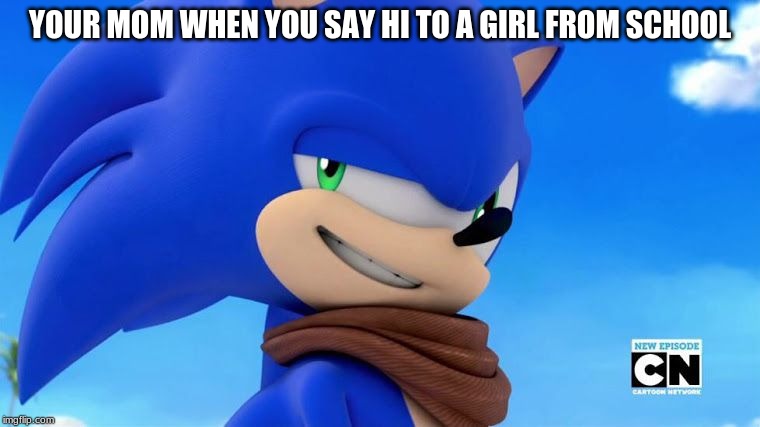 Sonic Meme | YOUR MOM WHEN YOU SAY HI TO A GIRL FROM SCHOOL | image tagged in sonic meme | made w/ Imgflip meme maker