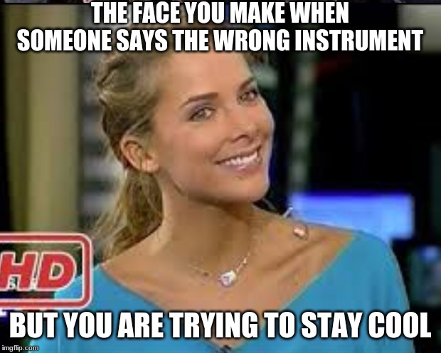 THE FACE YOU MAKE WHEN SOMEONE SAYS THE WRONG INSTRUMENT; BUT YOU ARE TRYING TO STAY COOL | image tagged in saying the wrong instrument memes | made w/ Imgflip meme maker