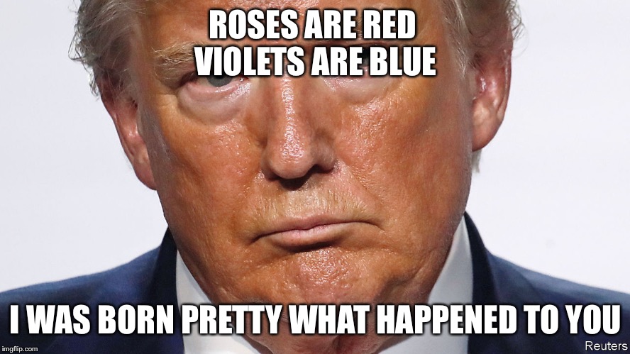 ROSES ARE RED 
VIOLETS ARE BLUE; I WAS BORN PRETTY WHAT HAPPENED TO YOU | image tagged in first world problems | made w/ Imgflip meme maker