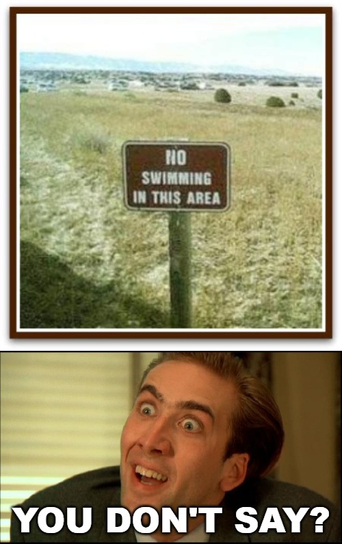 YOU DON'T SAY? | image tagged in you don't say - nicholas cage,weird signs | made w/ Imgflip meme maker