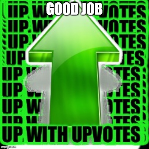 upvote | GOOD JOB | image tagged in upvote | made w/ Imgflip meme maker