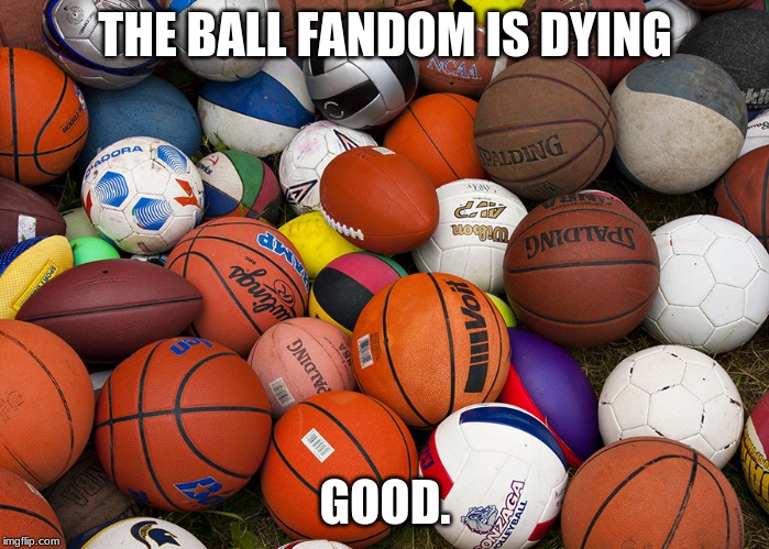 sports balls | THE BALL FANDOM IS DYING; GOOD. | image tagged in sports balls | made w/ Imgflip meme maker