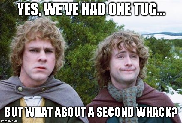 Second Breakfast | YES, WE'VE HAD ONE TUG... BUT WHAT ABOUT A SECOND WHACK? | image tagged in second breakfast,AdviceAnimals | made w/ Imgflip meme maker