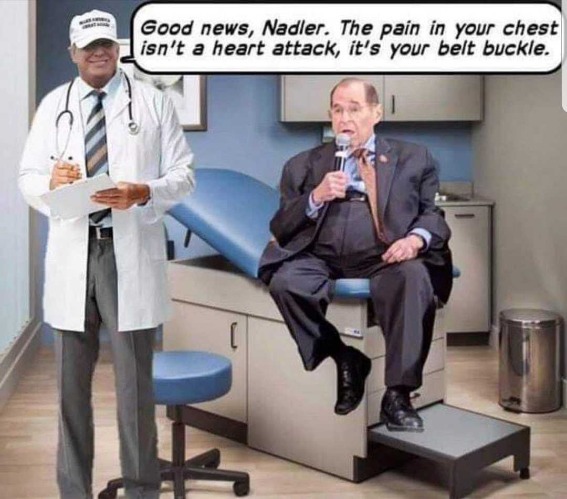 Dr. D.J. Trump Diagnoses Nadler's Chest Pains | image tagged in donald j trump,jerry nadler,humpty dumpty,napoleon munchkin,lollipop kids,chest pains | made w/ Imgflip meme maker