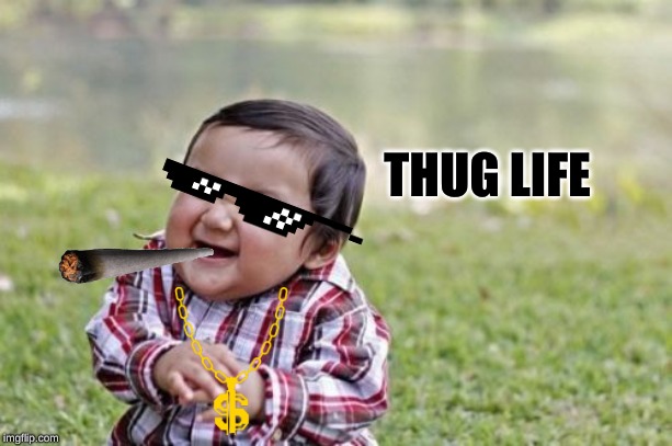Evil Toddler Meme | THUG LIFE | image tagged in memes,evil toddler | made w/ Imgflip meme maker