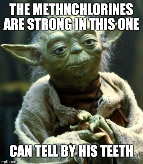 Star Wars Yoda | THE METHNCHLORINES ARE STRONG IN THIS ONE; CAN TELL BY HIS TEETH | image tagged in memes,star wars yoda | made w/ Imgflip meme maker