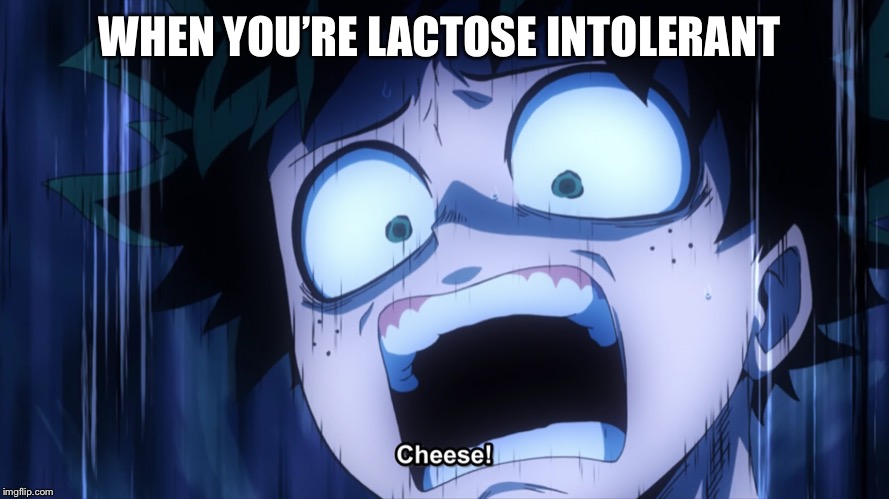 WHEN YOU’RE LACTOSE INTOLERANT | image tagged in bnha,deku,season 4 | made w/ Imgflip meme maker