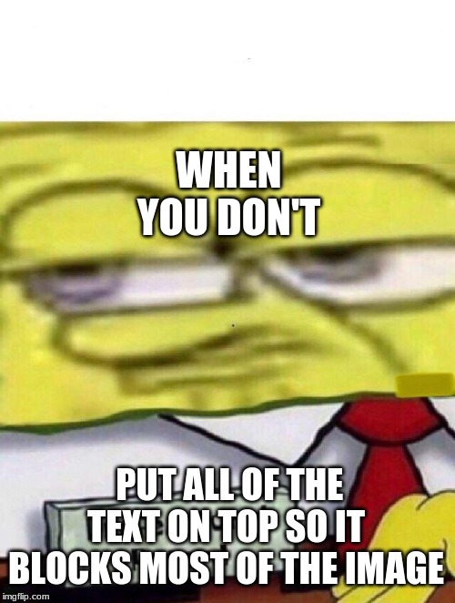 Spongebob professional retard | WHEN YOU DON'T; PUT ALL OF THE TEXT ON TOP SO IT BLOCKS MOST OF THE IMAGE | image tagged in spongebob professional retard | made w/ Imgflip meme maker