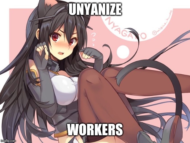 Tsundere Catgirl | UNYANIZE; WORKERS | image tagged in tsundere catgirl | made w/ Imgflip meme maker