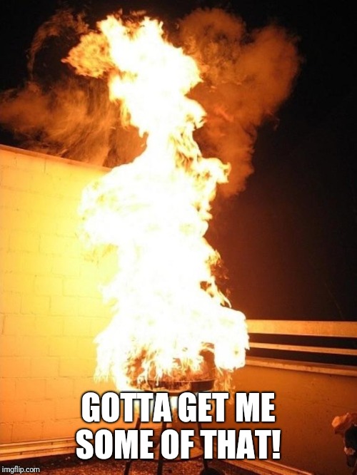 BBQ Grill on Fire | GOTTA GET ME SOME OF THAT! | image tagged in bbq grill on fire | made w/ Imgflip meme maker