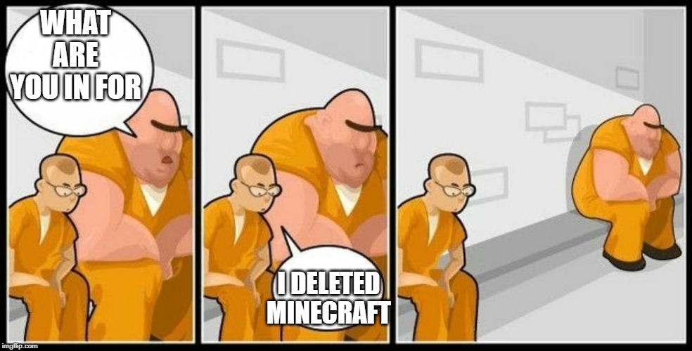 What are you in for? | WHAT ARE YOU IN FOR; I DELETED MINECRAFT | image tagged in what are you in for | made w/ Imgflip meme maker