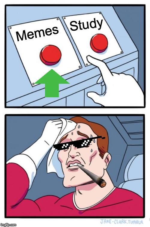 Two Buttons Meme | Study; Memes | image tagged in memes,two buttons | made w/ Imgflip meme maker