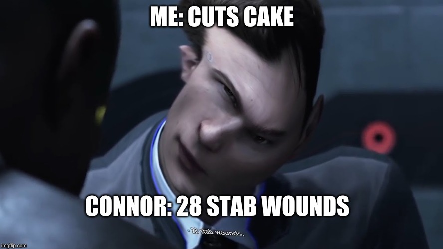 28 Stab Wounds | ME: CUTS CAKE; CONNOR: 28 STAB WOUNDS | image tagged in 28 stab wounds | made w/ Imgflip meme maker