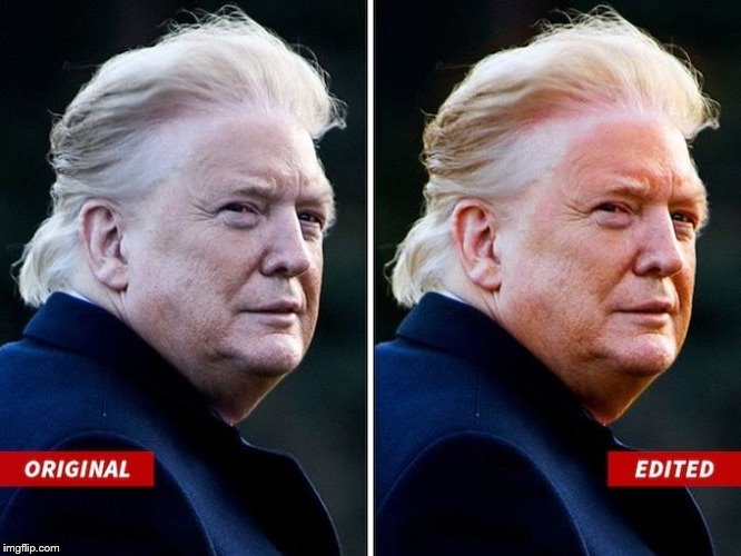 Trump bad face day real vs. fake | image tagged in trump bad face day real vs fake | made w/ Imgflip meme maker