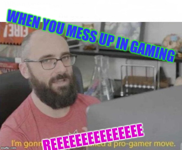 Pro Gamer move | WHEN YOU MESS UP IN GAMING; REEEEEEEEEEEEEEE | image tagged in pro gamer move | made w/ Imgflip meme maker
