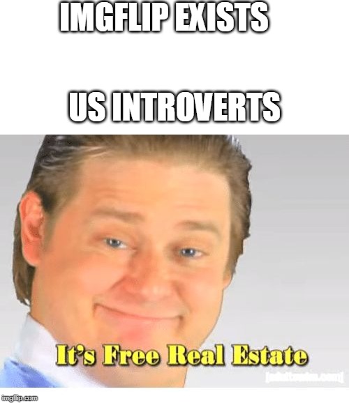 It's Free Real Estate | IMGFLIP EXISTS; US INTROVERTS | image tagged in it's free real estate | made w/ Imgflip meme maker