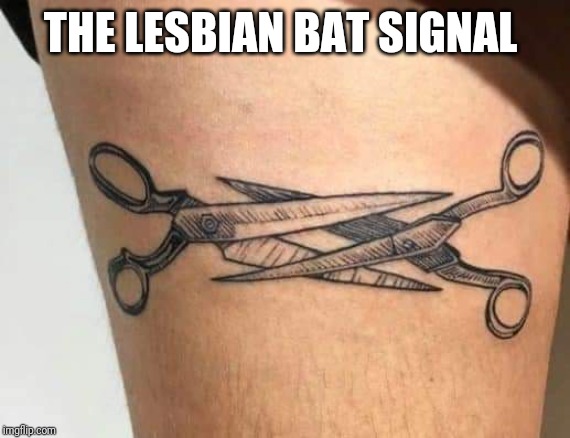Running for Scissors | THE LESBIAN BAT SIGNAL | image tagged in scissors,lesbian,batman | made w/ Imgflip meme maker