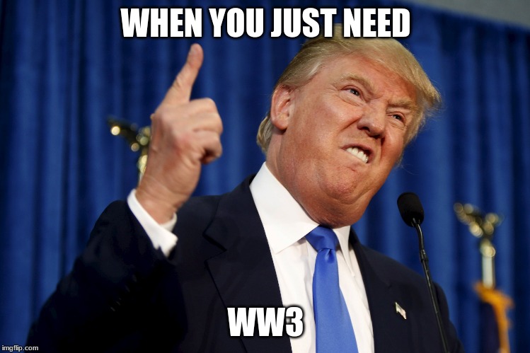 When U Need WW3 | WHEN YOU JUST NEED; WW3 | image tagged in donald trump | made w/ Imgflip meme maker