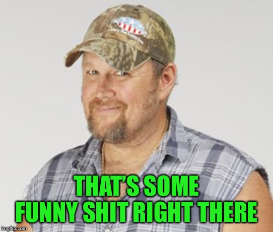 Larry The Cable Guy Meme | THAT’S SOME FUNNY SHIT RIGHT THERE | image tagged in memes,larry the cable guy | made w/ Imgflip meme maker