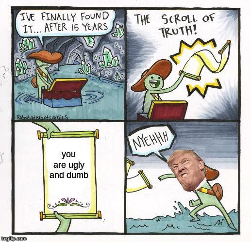 The Scroll Of Truth Meme | you are ugly and dumb | image tagged in memes,the scroll of truth | made w/ Imgflip meme maker