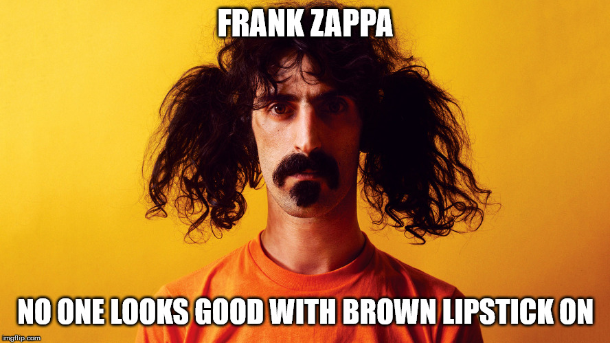 FRANK ZAPPA; NO ONE LOOKS GOOD WITH BROWN LIPSTICK ON | image tagged in the truth | made w/ Imgflip meme maker