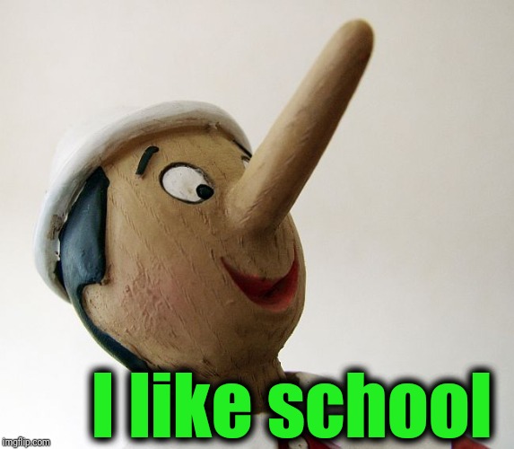 Pinnochio | I like school | image tagged in pinnochio | made w/ Imgflip meme maker