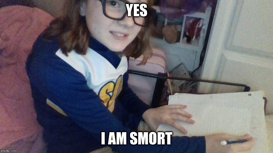 studying girl | YES; I AM SMORT | image tagged in studying girl | made w/ Imgflip meme maker