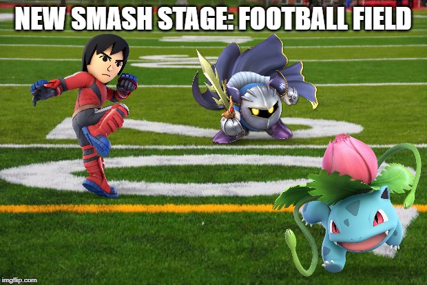 Watch out for football players | NEW SMASH STAGE: FOOTBALL FIELD | image tagged in football field,super smash bros,stage | made w/ Imgflip meme maker