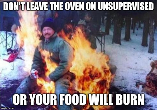 LIGAF | DON'T LEAVE THE OVEN ON UNSUPERVISED; OR YOUR FOOD WILL BURN | image tagged in memes,ligaf | made w/ Imgflip meme maker