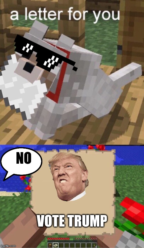 Minecraft Mail | NO; VOTE TRUMP | image tagged in minecraft mail | made w/ Imgflip meme maker