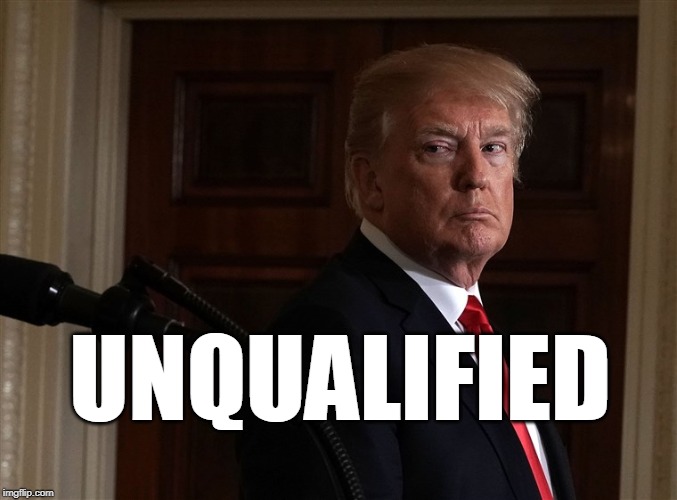 UNQUALIFIED | image tagged in trump | made w/ Imgflip meme maker