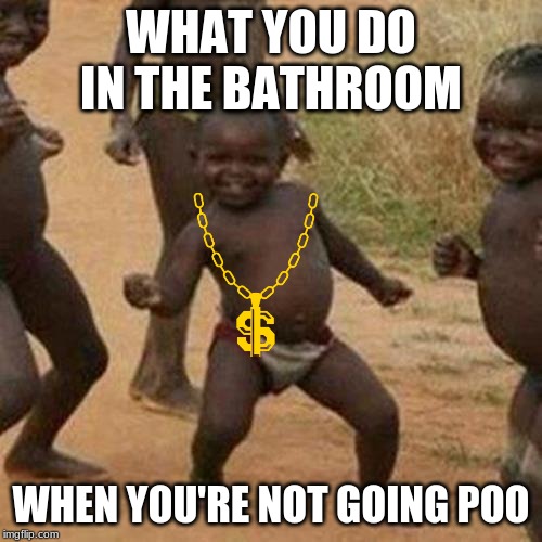 Third World Success Kid | WHAT YOU DO IN THE BATHROOM; WHEN YOU'RE NOT GOING POO | image tagged in memes,third world success kid | made w/ Imgflip meme maker