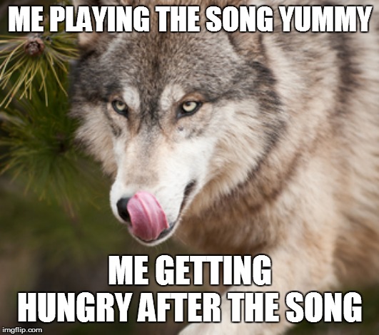 yummy | ME PLAYING THE SONG YUMMY; ME GETTING HUNGRY AFTER THE SONG | image tagged in yummy | made w/ Imgflip meme maker